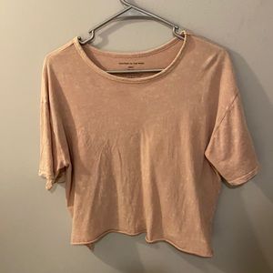Pink Distressed Crop T-shirt